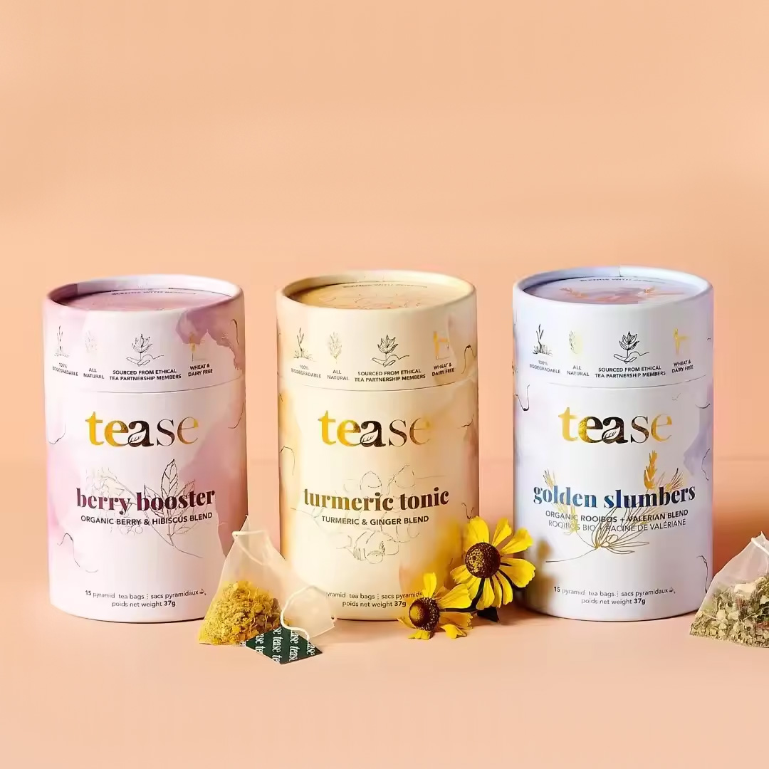 Envases de alimentos con tubos de papel.